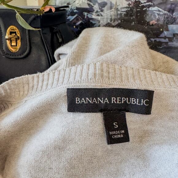 Banana Republic Womens Small Ultra Soft Ribbed Pocket Crew Neck Cardigan-Oatmeal - Picture 5 of 8